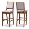 Baxton Studio Gideon ModernGrey Fabric Upholstered and Walnut Brown Finished Wood 2-Piece Bar Stool Set PR 194-2PC-12149-ZORO - alternate 3